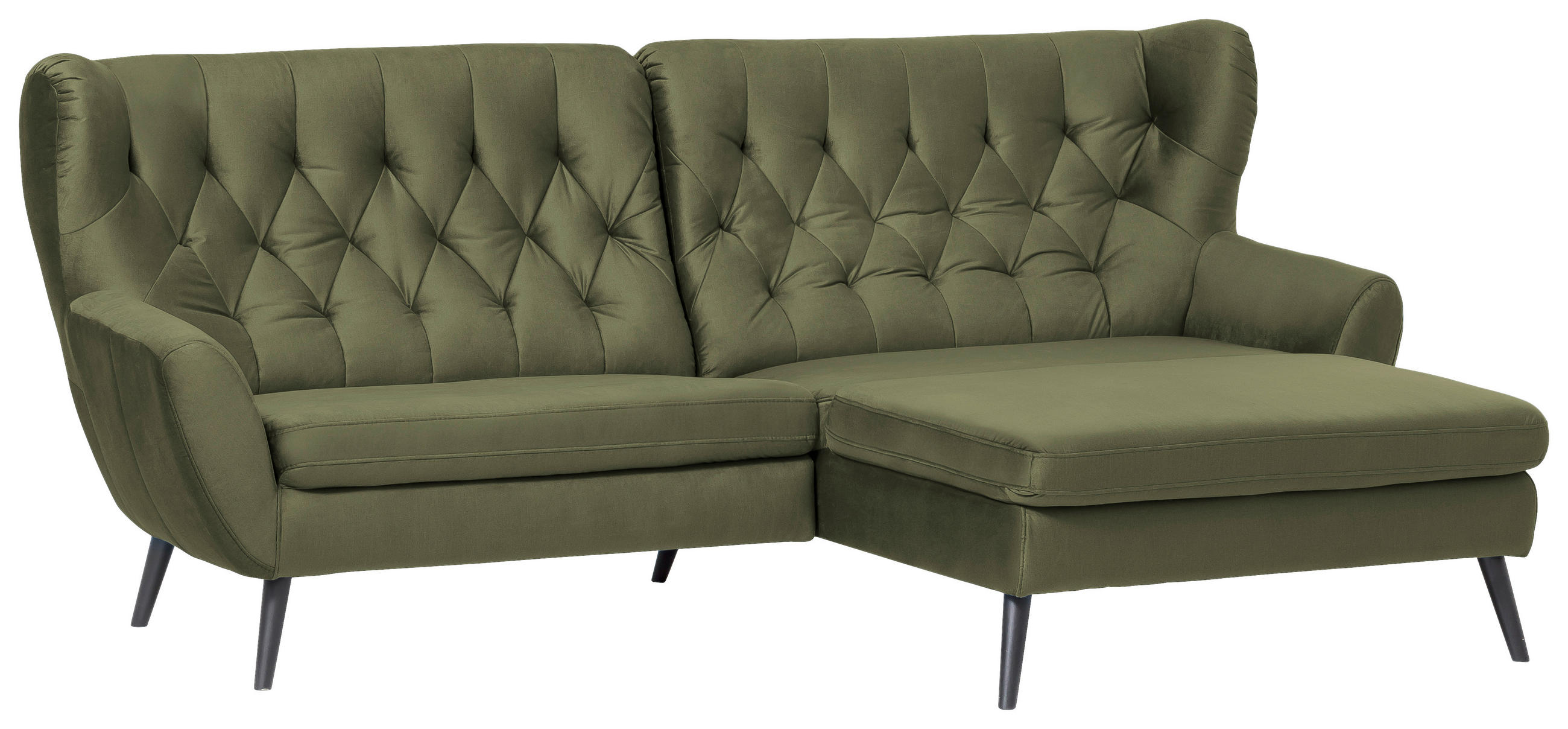 ECKSOFA Olivgrün Mikrofaser  - Schwarz/Olivgrün, Design, Holz/Textil (237/165cm) - Stylife