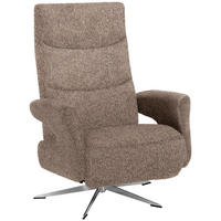 RELAXSESSEL Teddystoff Relaxfunktion, Fußteilverstellung    - Chromfarben/Hellbraun, Design, Textil/Metall (75/106/89cm) - Welnova