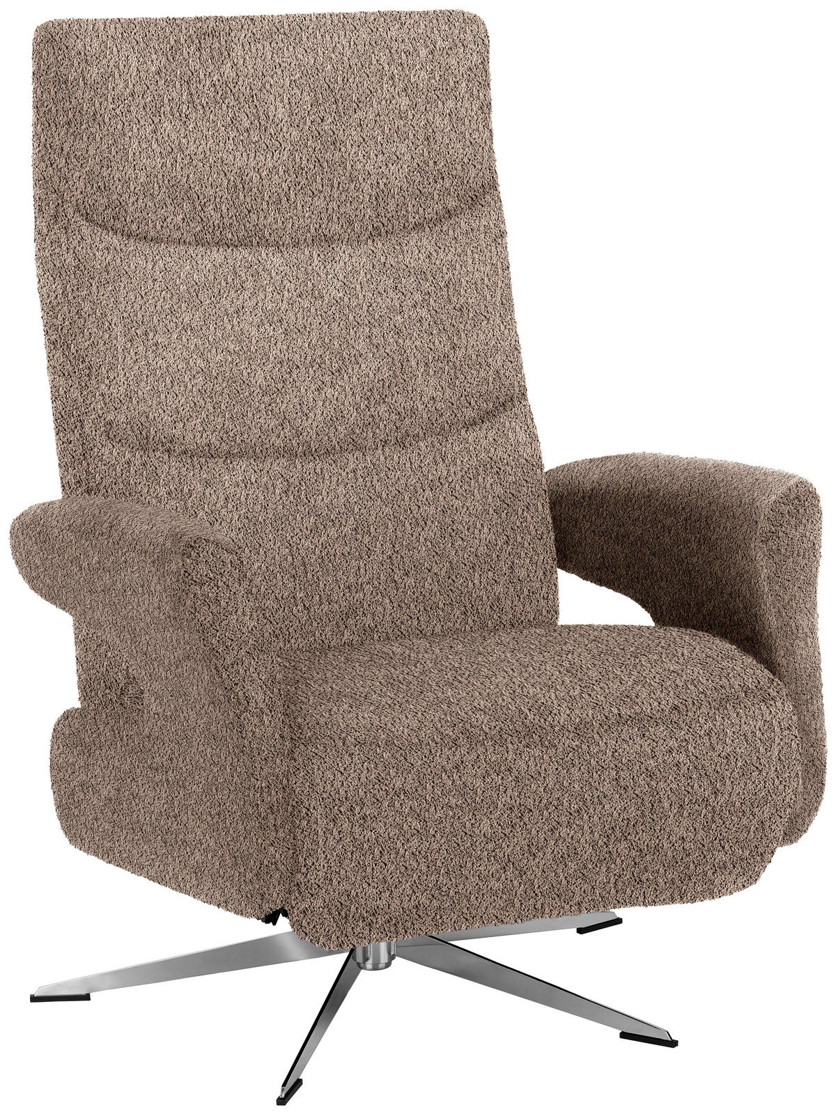 RELAXSESSEL Teddystoff Relaxfunktion, Fußteilverstellung    - Chromfarben/Hellbraun, Design, Textil/Metall (75/106/89cm) - Welnova
