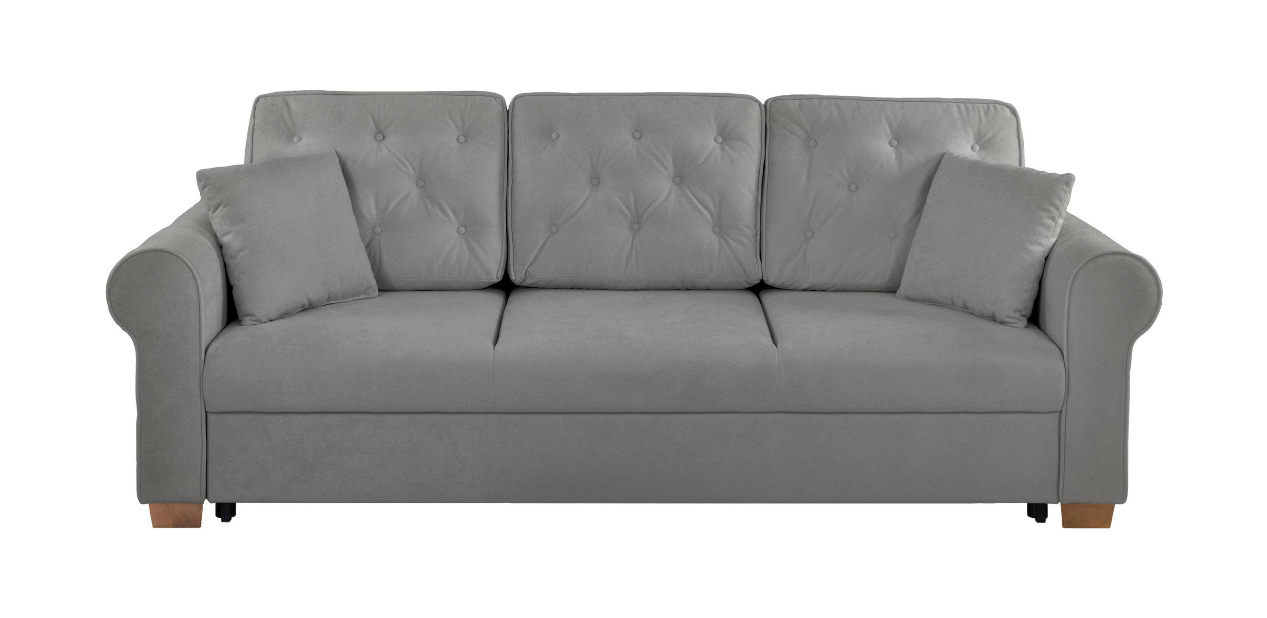 SCHLAFSOFA in Bouclé Grau  - Buchefarben/Grau, Design, Holz/Textil (240/94/98cm) - MID.YOU