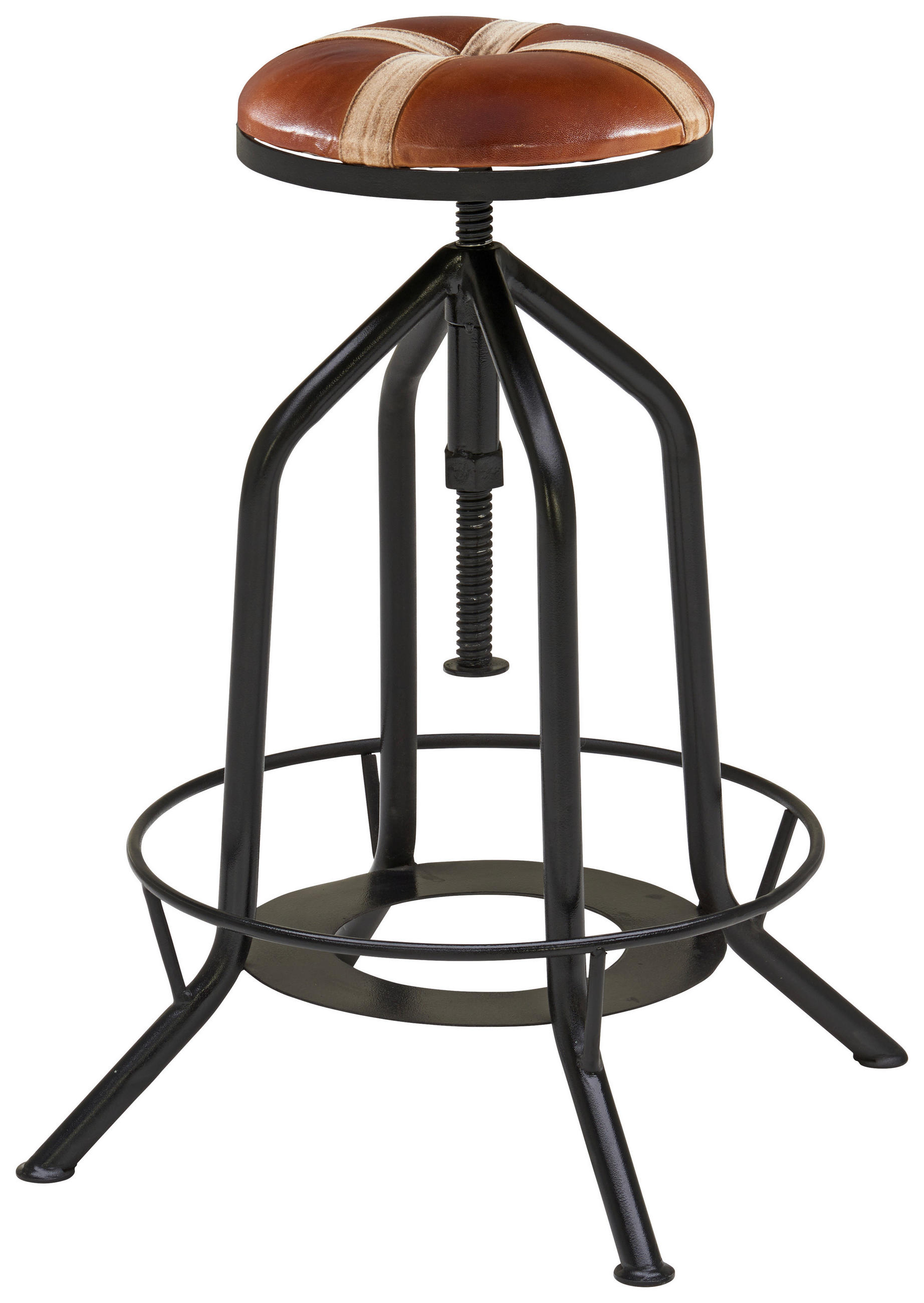 BARSKA STOLICA  smeđa, crna  metal, koža      - crna/smeđa, Lifestyle, koža/metal (60/70/60cm)