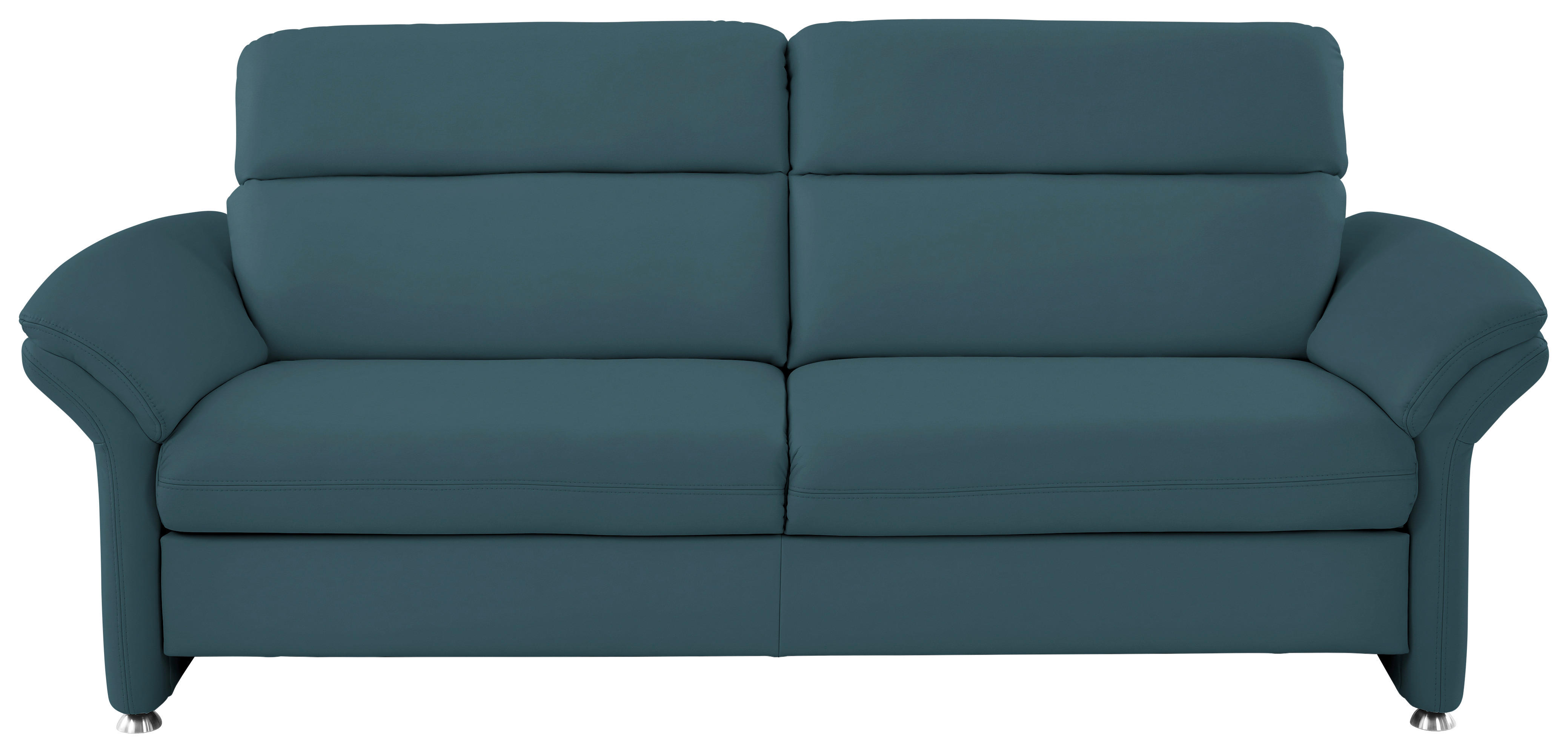 3-SITZER-SOFA in Echtleder Blau  - Blau/Alufarben, KONVENTIONELL, Leder/Metall (228/96/92cm) - Beldomo Premium