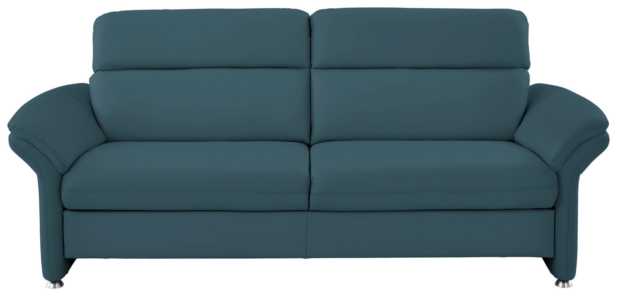 3-SITZER-SOFA in Echtleder Blau - Blau/Alufarben, KONVENTIONELL, Leder/Metall (228/96/92cm) - Beldomo Premium