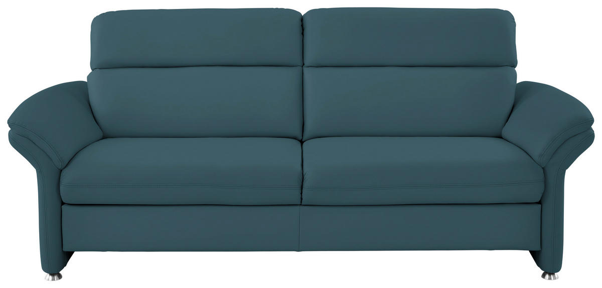 3-SITZER-SOFA in Echtleder Blau  - Blau/Alufarben, KONVENTIONELL, Leder/Metall (228/96/92cm) - Beldomo Premium