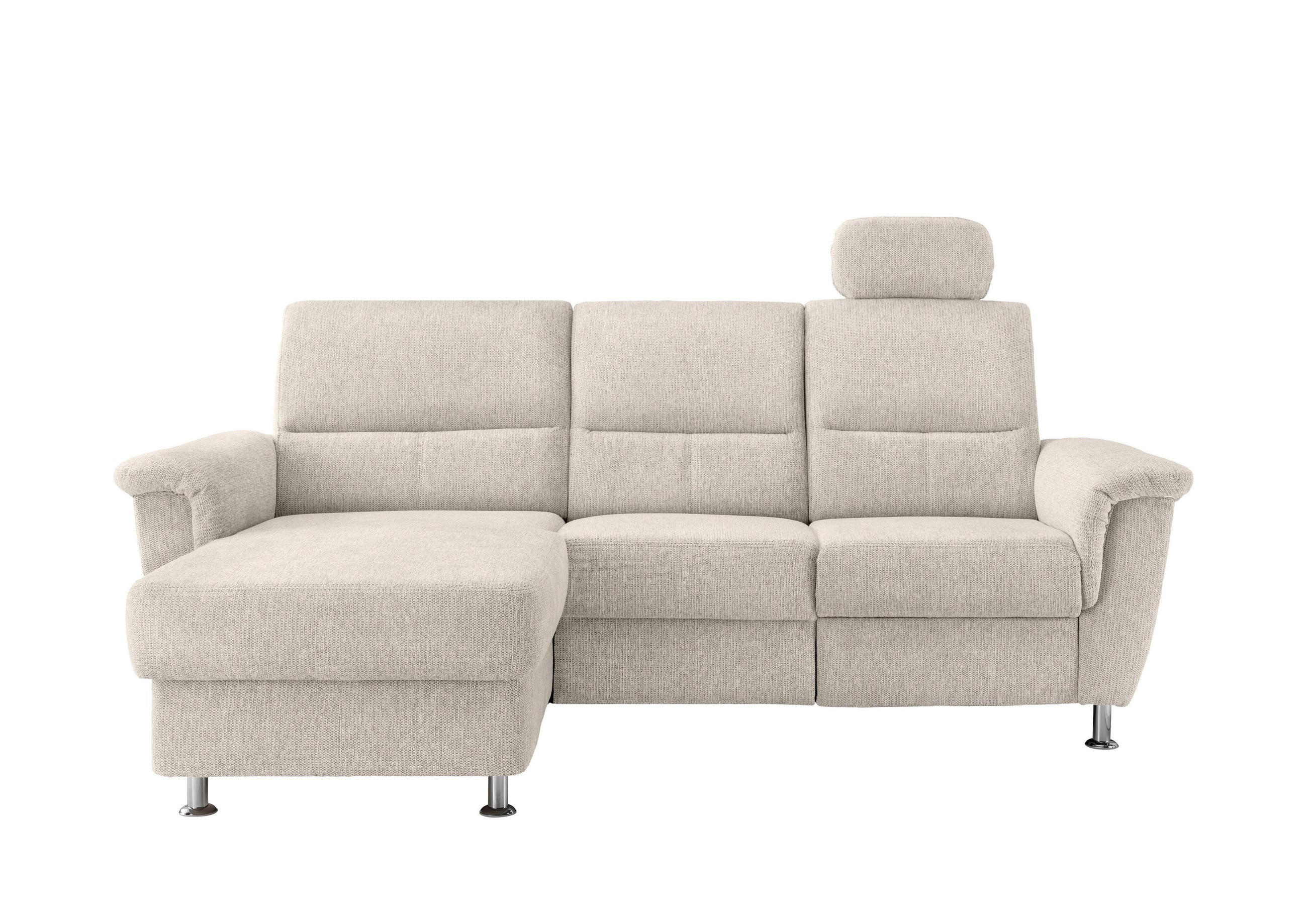 ECKSOFA in Chenille Beige  - Chromfarben/Beige, Modern, Textil/Metall (165/231cm) - Livetastic