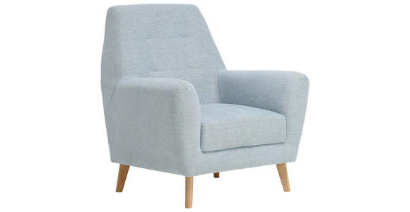 SESSEL in Webstoff Blau - Blau/Eichefarben, Design, Holz/Textil (90/105/84cm) - Carryhome