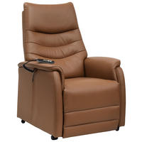 FERNSEHSESSEL  mit Relaxfunktion, Kopfteilverstellung, Aufstehhilfe, Fußteilverstellung Echtleder Lederlook Cognac  - Cognac/Schwarz, Design, Leder/Kunststoff (78.5/87,5-112,5/87,5-161cm) - Cantus
