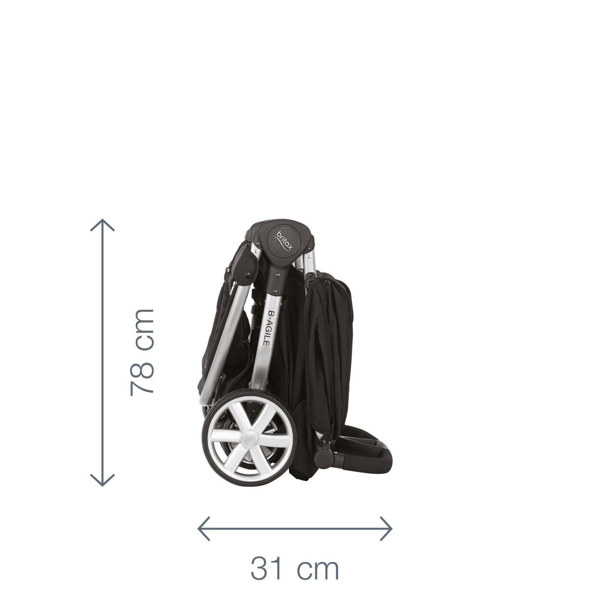 KINDERWAGEN  B-Agile Double  Cosmos Black  - Silberfarben/Schwarz, Basics, Textil/Metall (78/104/105cm) - Britax Römer