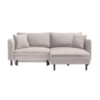 ECKSOFA in Velours Creme  235/165 cm  - Creme/Schwarz, Design, Holz/Textil (235/165cm) - Ti'me