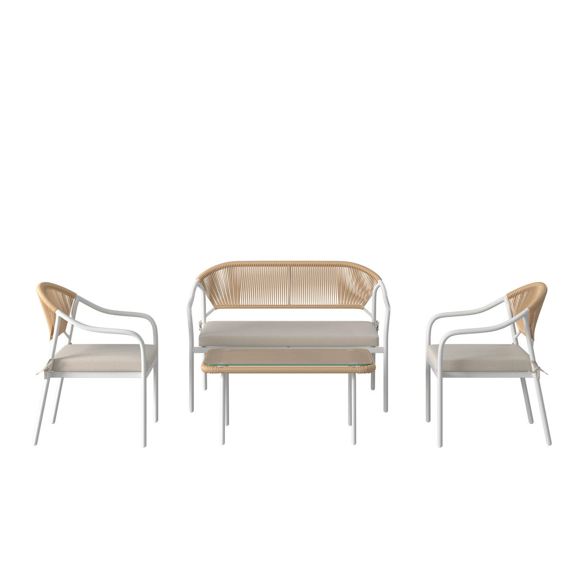 GARTENSET  4-teilig  - Klar/Weiss, Modern, Glas/Kunststoff - Ambia Garden