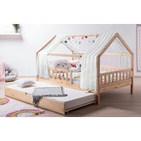 HAUSBETT 100/200 cm,  in Naturfarben, Weiß  - Naturfarben/Weiß, MODERN, Holz/Textil (100/200cm) - MID.YOU