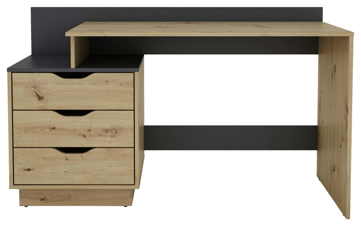 SCHREIBTISCH 138/51,5/83,5 cm  in Eiche Artisan, Anthrazit  - Anthrazit/Eiche Artisan, MODERN, Holzwerkstoff (138/51,5/83,5cm) - MID.YOU