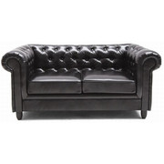 Chesterfield Zweisitzer-Sofa Lederlook Dunkelbraun - Wengefarben/Dunkelbraun, Design, Holz/Textil (174/78/96cm) - Carryhome