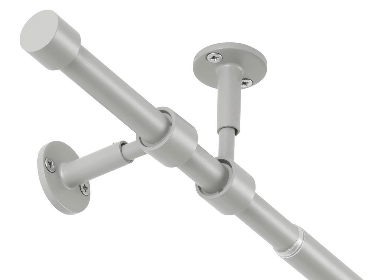 TYČ NA ZÁVĚSY S PŘÍSLUŠENSTVÍ   - šedá, Basics, kov (400/8/3,3cm) - Homeware