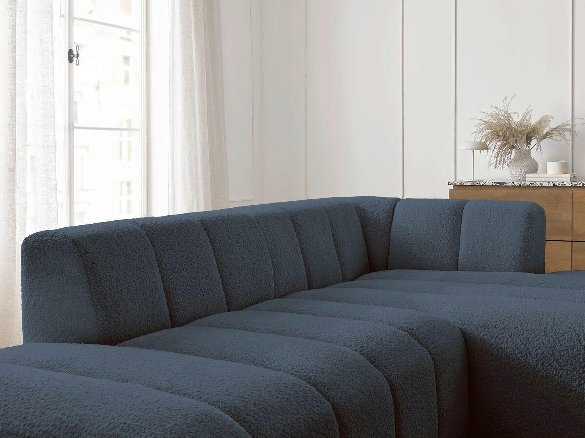 ECKSOFA  ANNECY Dunkelblau Bouclé  - Schwarz/Dunkelblau, MODERN, Kunststoff/Textil (262/170cm)