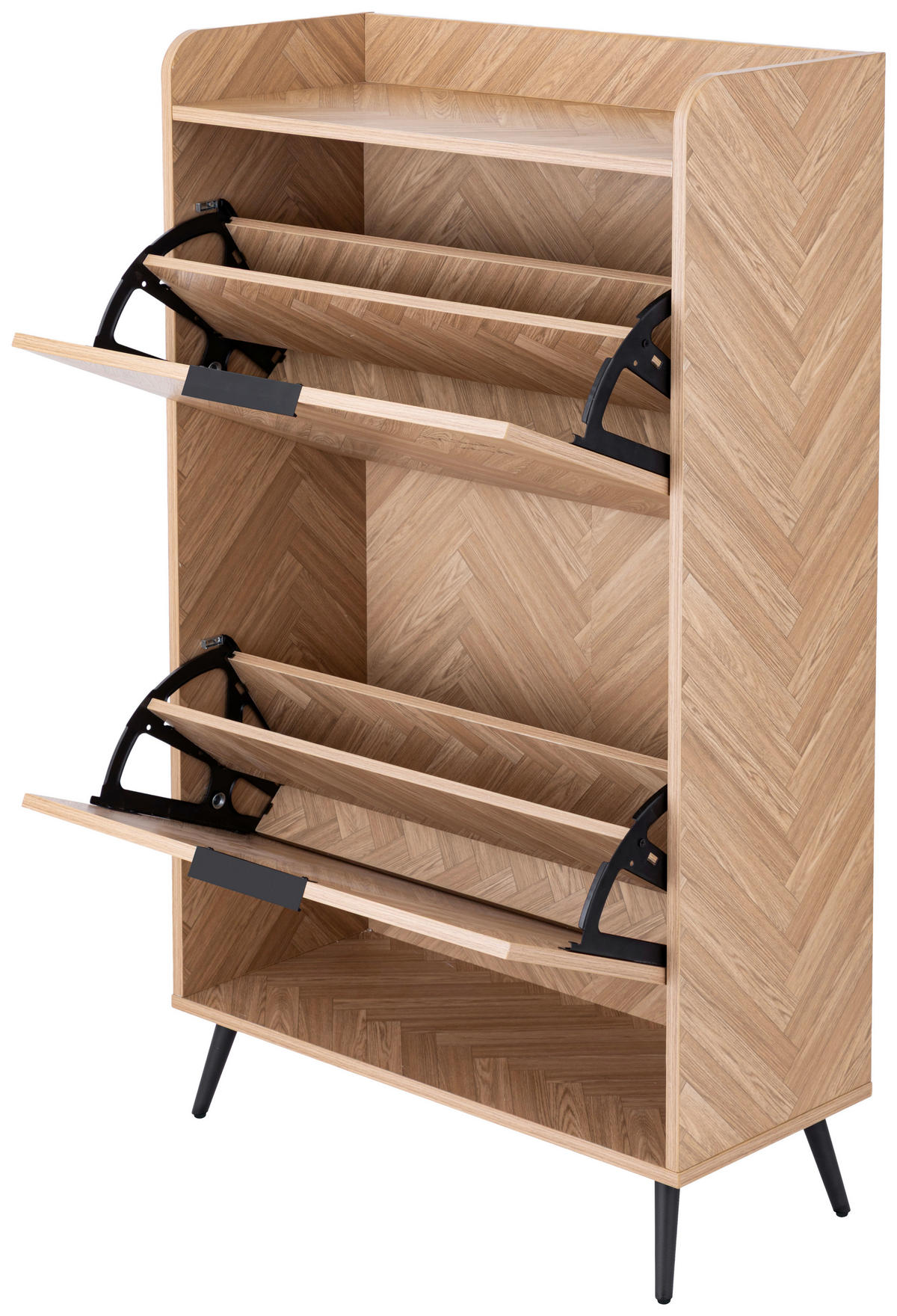 SCHUHKIPPER  in 70/120/30 cm  - Ahornfarben/Schwarz, Design, Holzwerkstoff/Metall (70/120/30cm) - MID.YOU