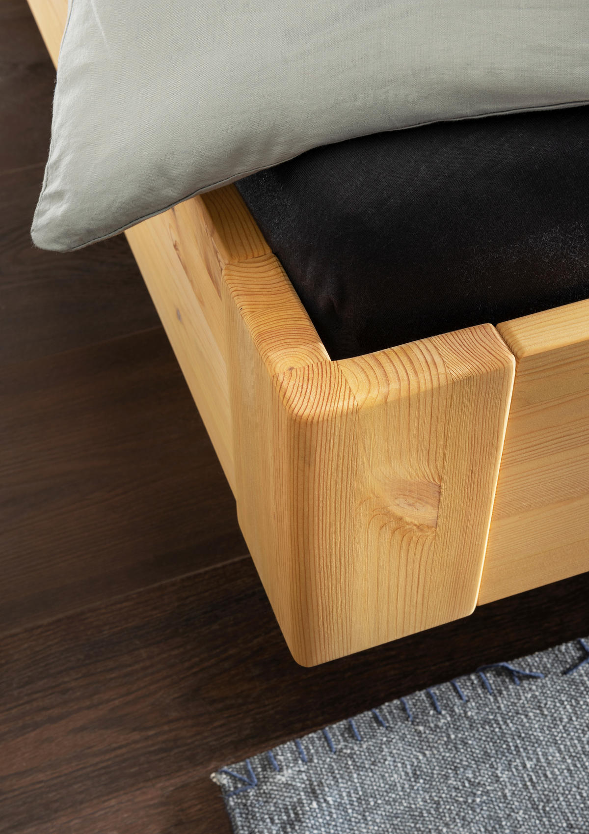BALKENBETT 180/200 cm,  in Anthrazit, Kieferfarben,  - Anthrazit/Kieferfarben, KONVENTIONELL, Holz (180/200cm) - Linea Natura