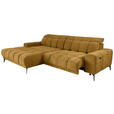 ECKSOFA inkl.Funktionen Senfgelb Chenille  - Senfgelb/Schwarz, MODERN, Textil/Metall (195/300cm) - Xora