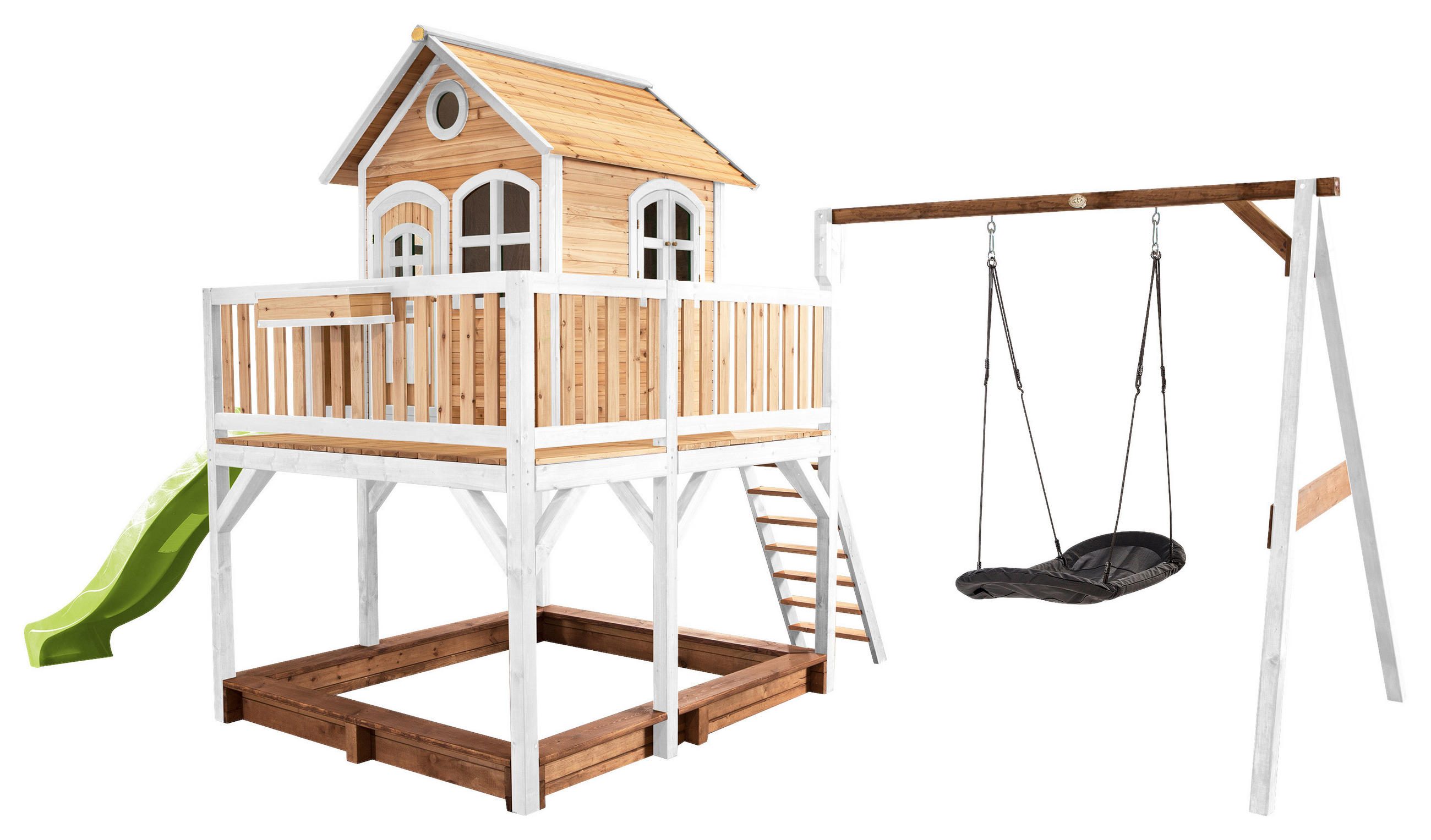 SPIELTURM 613/291/277 cm  - Weiss/Braun, Konventionell, Holz (613/291/277cm)