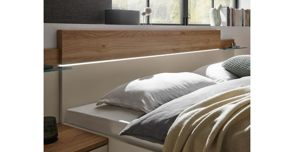 BETTANLAGE - Kaschmir/Eichefarben, Design, Glas (285,4/96/207,6cm) - Xora