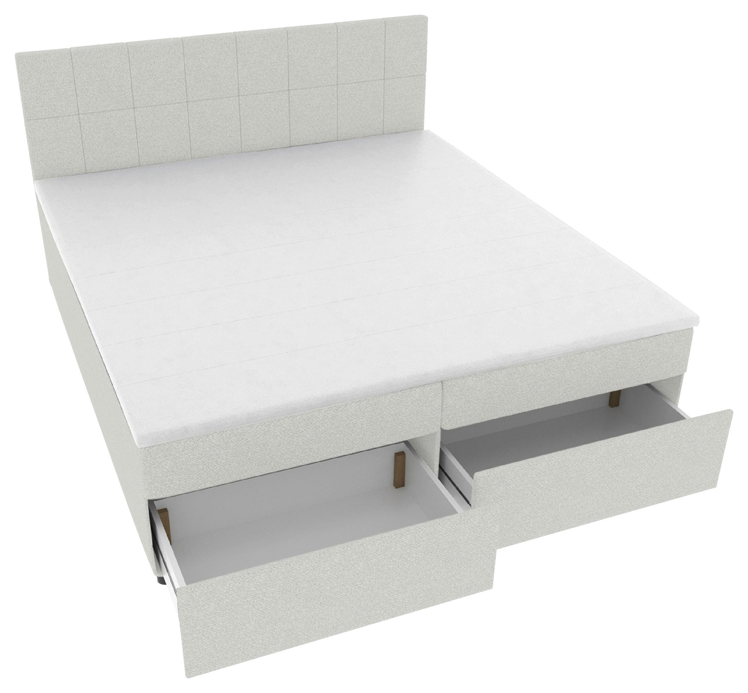 BOXBETT 140/200 cm,  in Hellgrau, Topper, Matratzen, Bettschubladen, H3 = fest  - Hellgrau/Schwarz, KONVENTIONELL, Kunststoff/Textil (140/200cm) - Boxxx