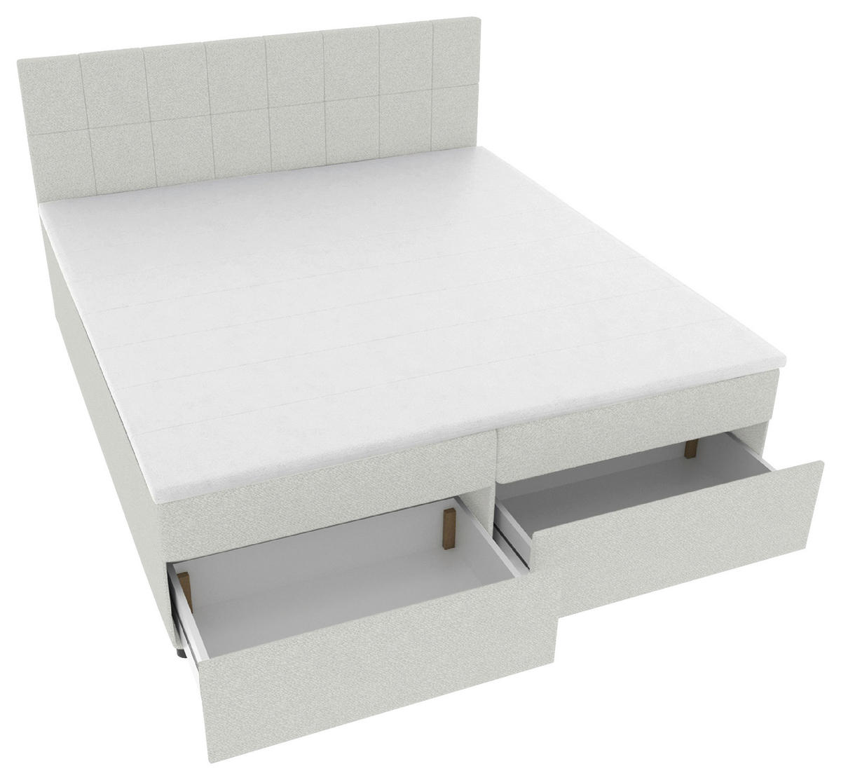 BOXBETT 140/200 cm,  in Hellgrau, Topper, Matratzen, Bettschubladen, H3 = fest  - Hellgrau/Schwarz, KONVENTIONELL, Kunststoff/Textil (140/200cm) - Boxxx