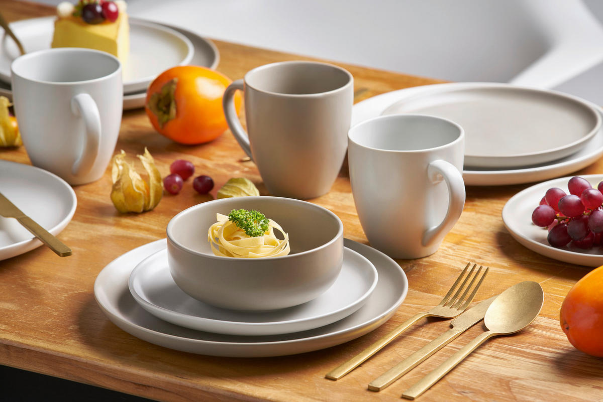 KOMBISERVICE Taupe, Sandfarben Stockholm 16-teilig 4 Personen  - Taupe/Sandfarben, Basics, Keramik - Van Well
