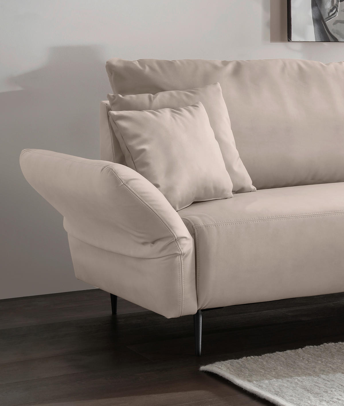 ECKSOFA in Lederlook Beige  178/264-302 cm  - Beige/Schwarz, Design, Textil/Metall (178/264-302cm) - Livetastic