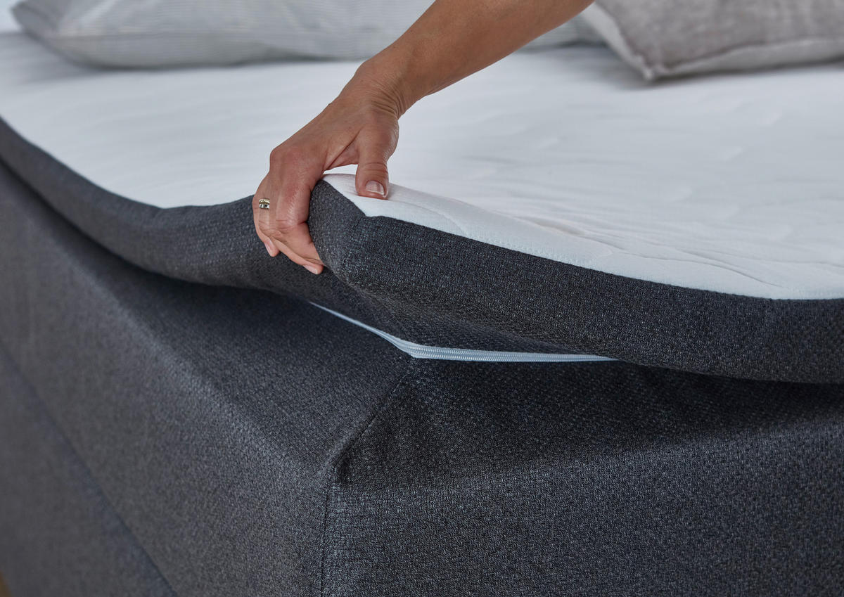 BOXSPRINGBETT 160/200 cm  in Grau  - Schwarz/Grau, Konventionell, Kunststoff/Textil (160/200cm) - Boxxx
