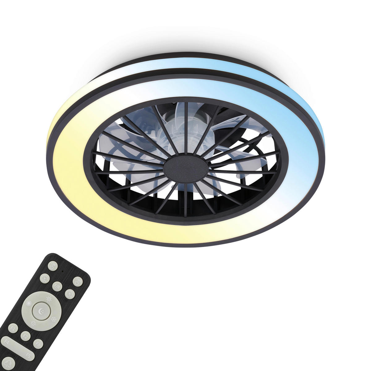 DECKENVENTILATOR 38/14 cm   - Schwarz/Weiß, Design, Kunststoff (38/14cm)