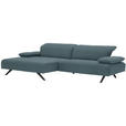 ECKSOFA in Flachgewebe Hellblau  - Anthrazit/Hellblau, Design, Textil/Metall (166/280cm) - Ambiente