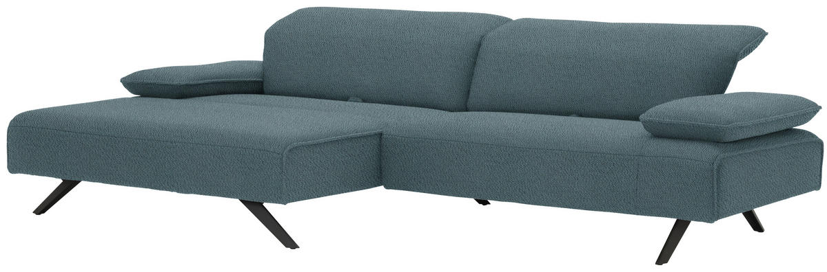 ECKSOFA in Flachgewebe Hellblau  - Anthrazit/Hellblau, Design, Textil/Metall (166/280cm) - Johann Jakob