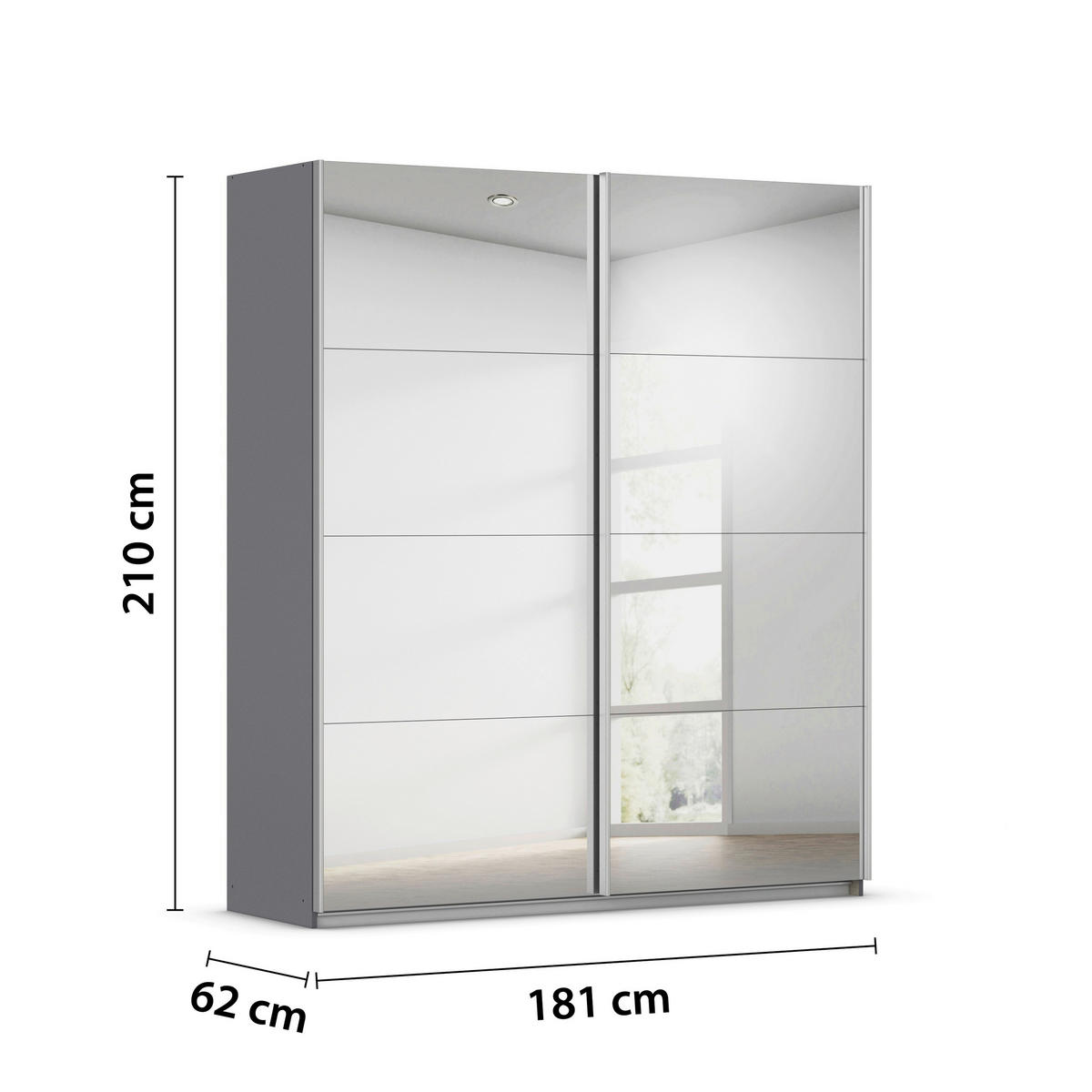 SCHWEBETÜRENSCHRANK 181/210/62 cm 2 Tür(en)-türig Grau  - Alufarben/Grau, KONVENTIONELL, Glas/Holzwerkstoff (181/210/62cm) - home24