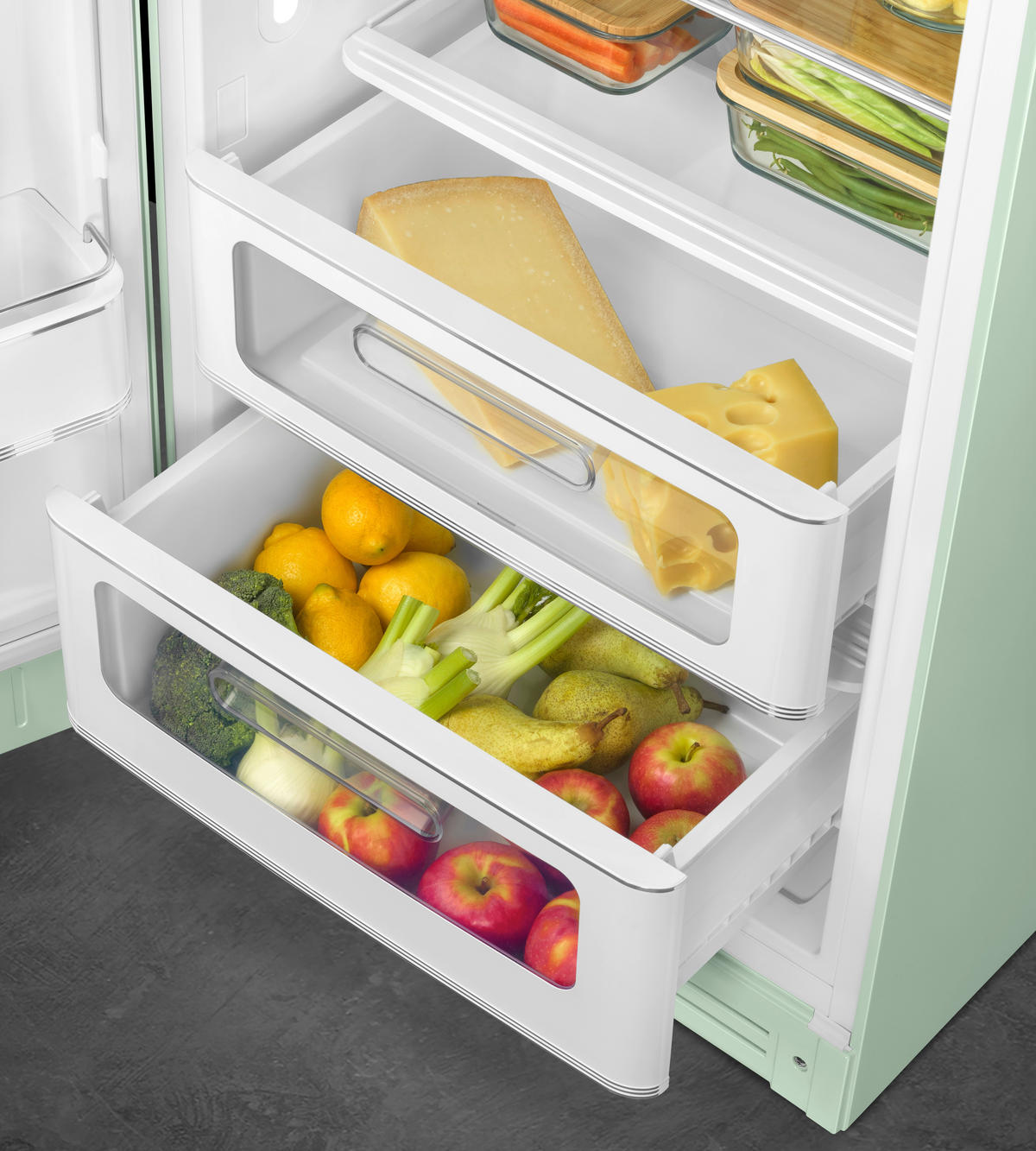 KÜHLSCHRANK 60/150/72,8 cm FAB28LPG6  - Pastellgrün, Basics, Glas/Metall (60/150/72,8cm) - SMEG