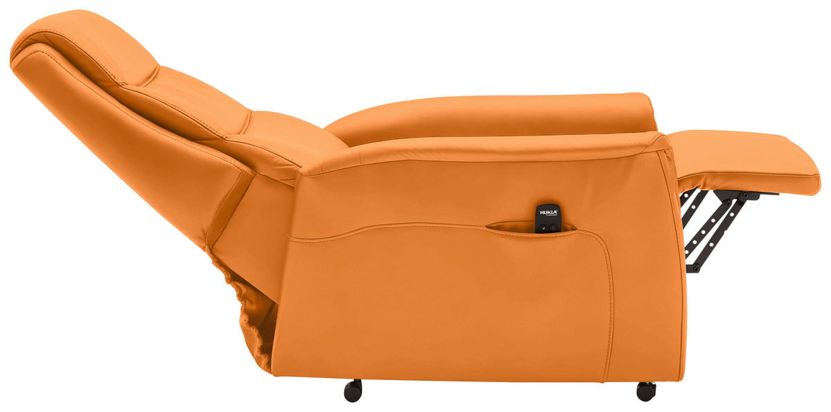 FERNSEHSESSEL Valdera  mit Relaxfunktion, Aufstehhilfe, Rücken echt Echtleder Currygelb  - Currygelb/Schwarz, KONVENTIONELL, Leder/Kunststoff (70/107/88cm) - Livetastic