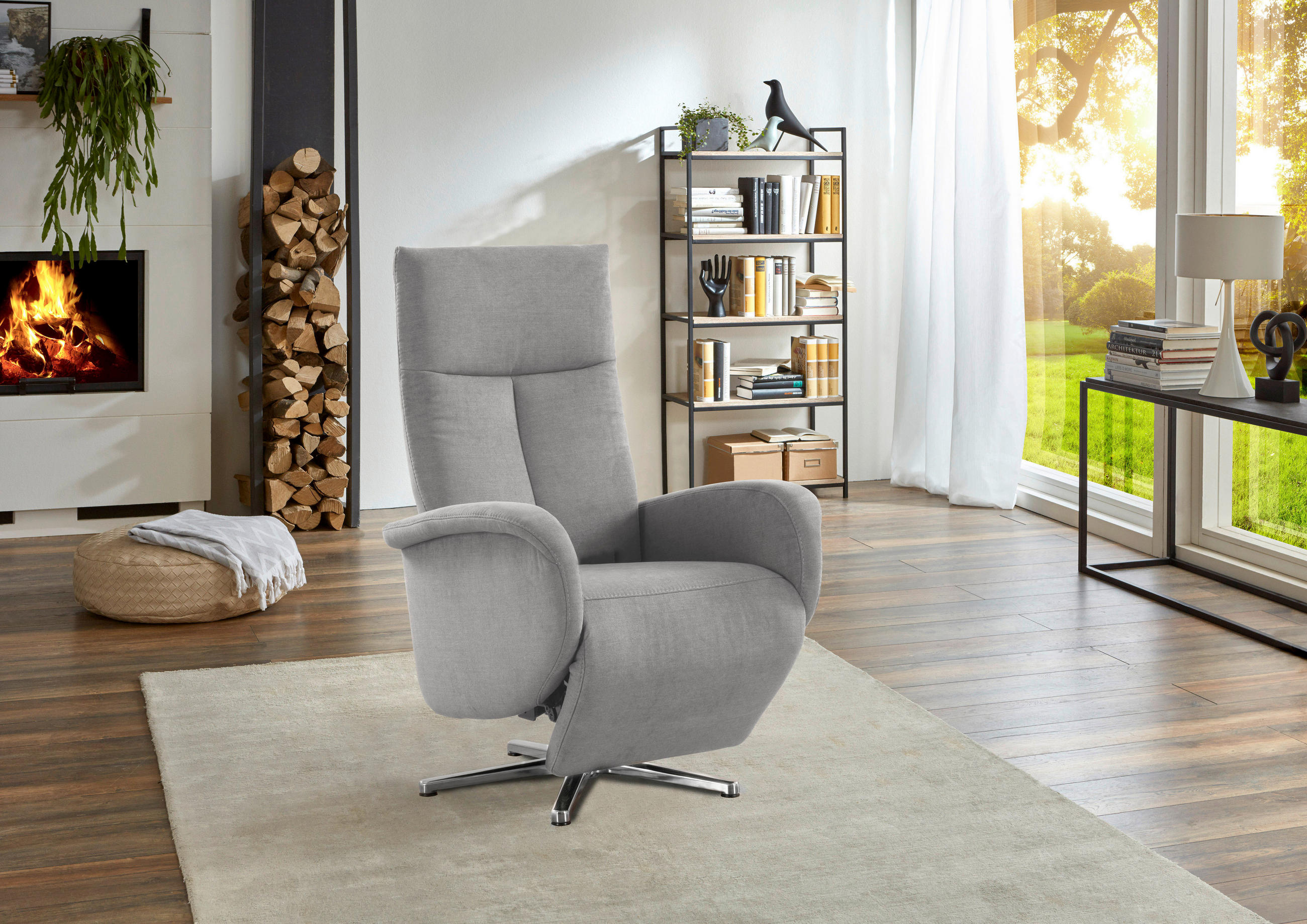 DREHSTUHL Flachgewebe Silberfarben  - Chromfarben/Silberfarben, KONVENTIONELL, Textil/Metall (75/112/82cm) - Sit & More