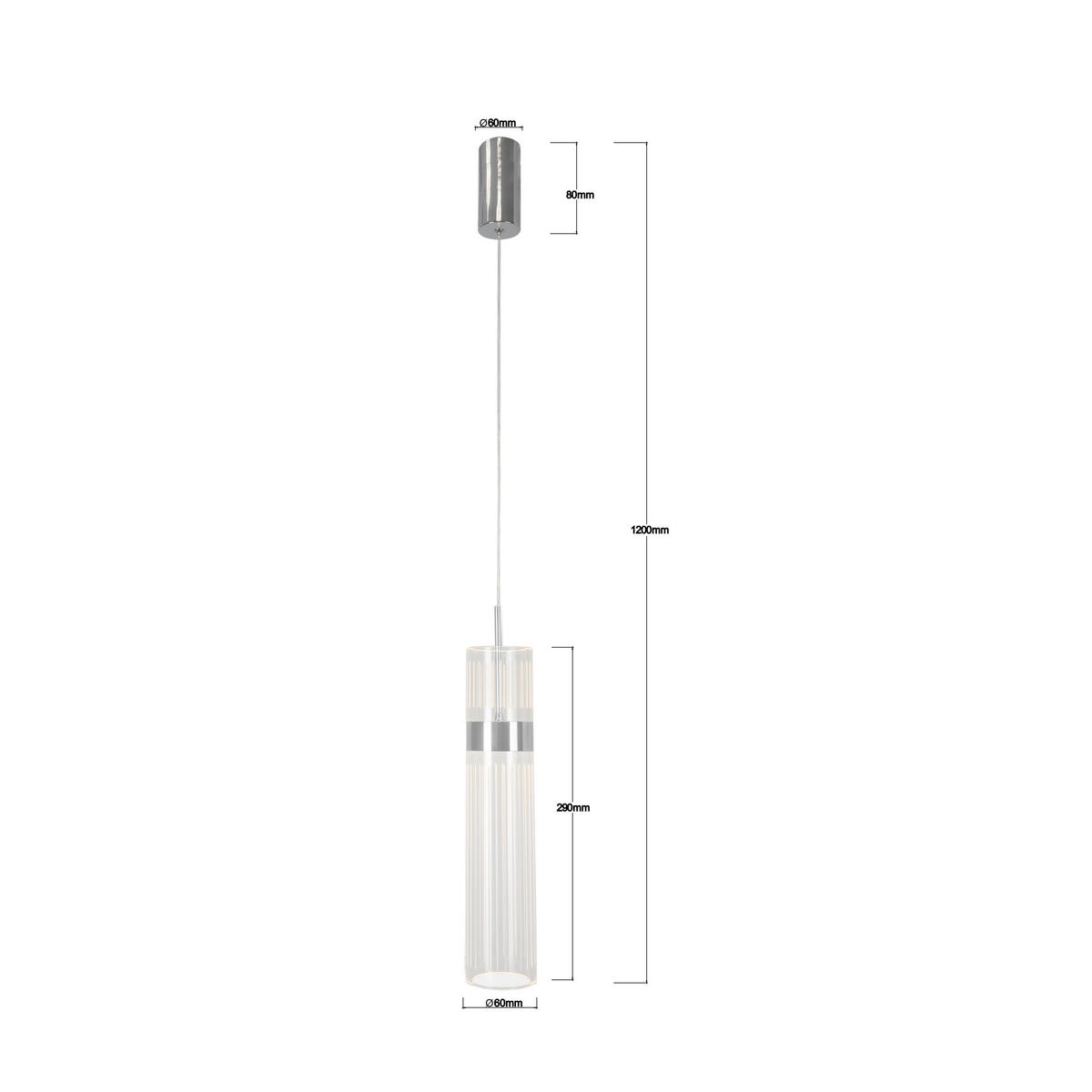 LED-HÄNGELEUCHTE Ambiente 120/6/6 cm  - Chromfarben, Design, Kunststoff (120/6/6cm)