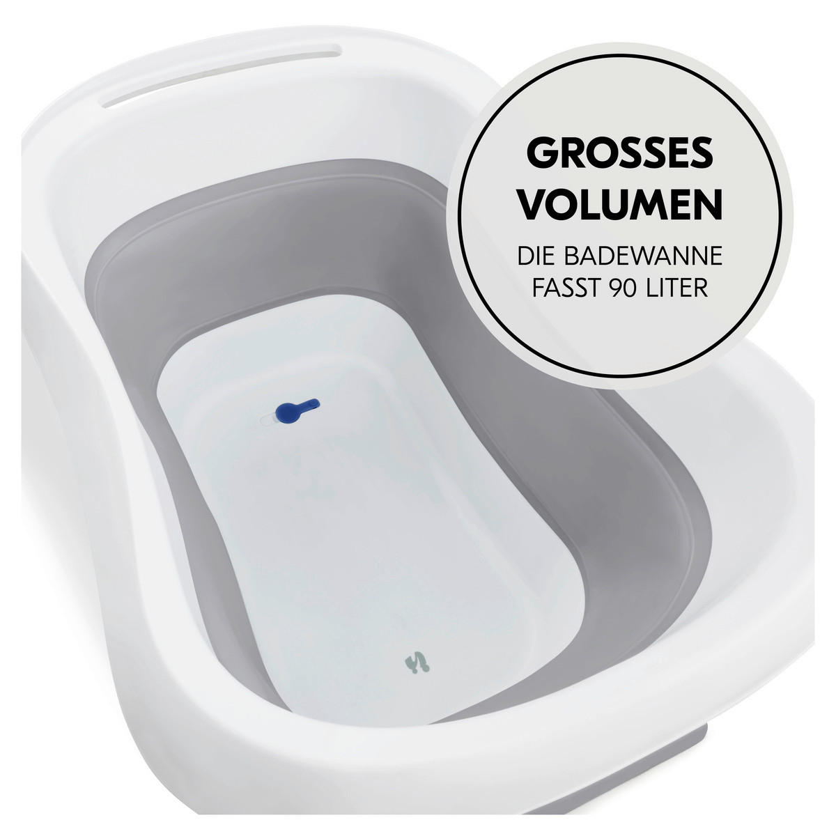 BABYBADEWANNE Wash N Fold  - Hellgrau/Weiß, Basics, Kunststoff (56/44/78cm) - Hauck