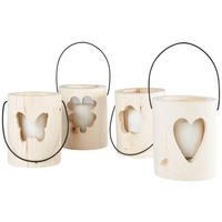 SVEĆNJAK ČAŠA - bela, Osnovno, staklo/drvo (13/15cm) - Ambia Home