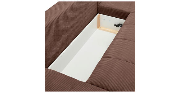 WOHNLANDSCHAFT  in Cord Dunkelbraun  - Chromfarben/Dunkelbraun, KONVENTIONELL, Kunststoff/Textil (180/376/180cm) - Carryhome