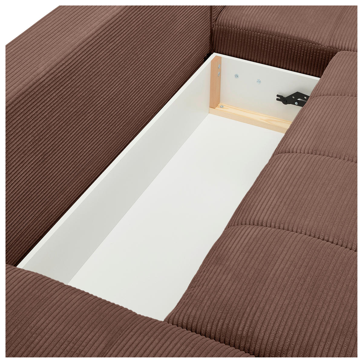WOHNLANDSCHAFT Dunkelbraun Cord  - Chromfarben/Dunkelbraun, KONVENTIONELL, Kunststoff/Textil (180/376/180cm) - Carryhome