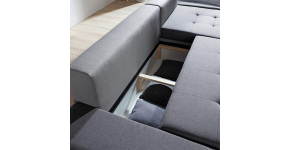 ECKSOFA in Webstoff Hellgrau, Grau 302/187 cm - Chromfarben/Dunkelgrau, Design, Kunststoff/Textil (302/187cm) - Carryhome