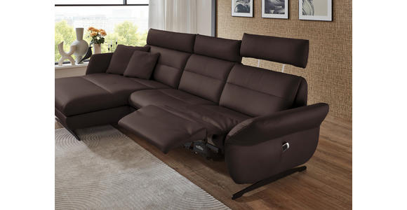 ECKSOFA in Echtleder Dunkelbraun  169/298 cm  - Dunkelbraun/Schwarz, Design, Leder/Metall (169/298cm) - Dieter Knoll