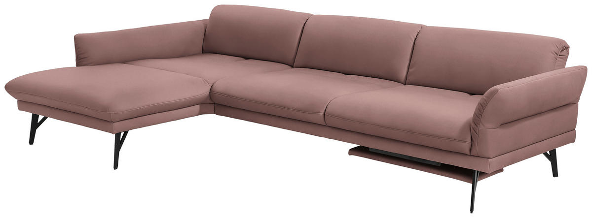 ECKSOFA in Echtleder Beere  173/308 cm  - Beere/Anthrazit, Design, Leder/Metall (173/308cm) - Joop!
