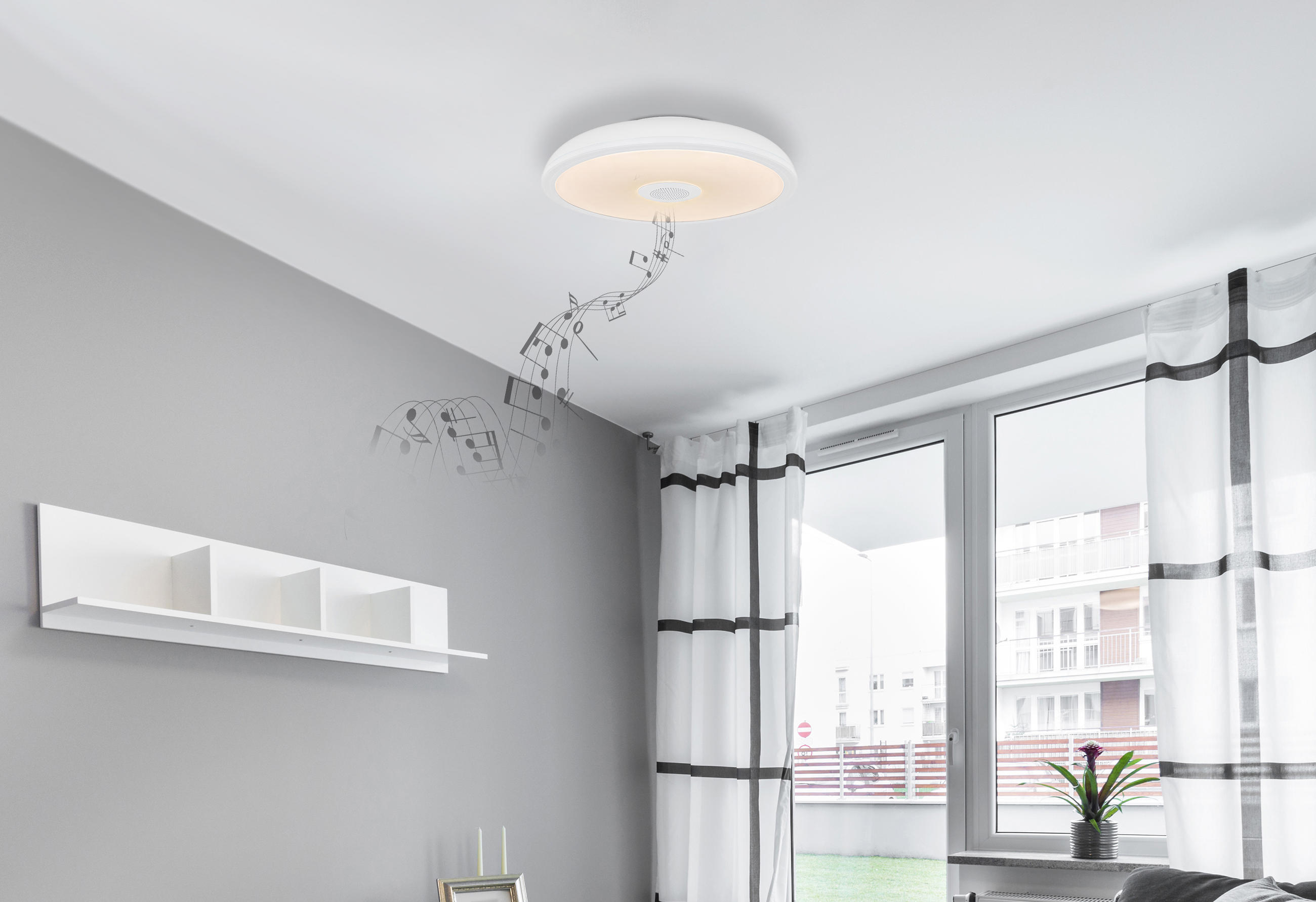 DECKENLEUCHTE 28/5,5 cm   - Opal/Weiß, Basics, Kunststoff (28/5,5cm) - Globo
