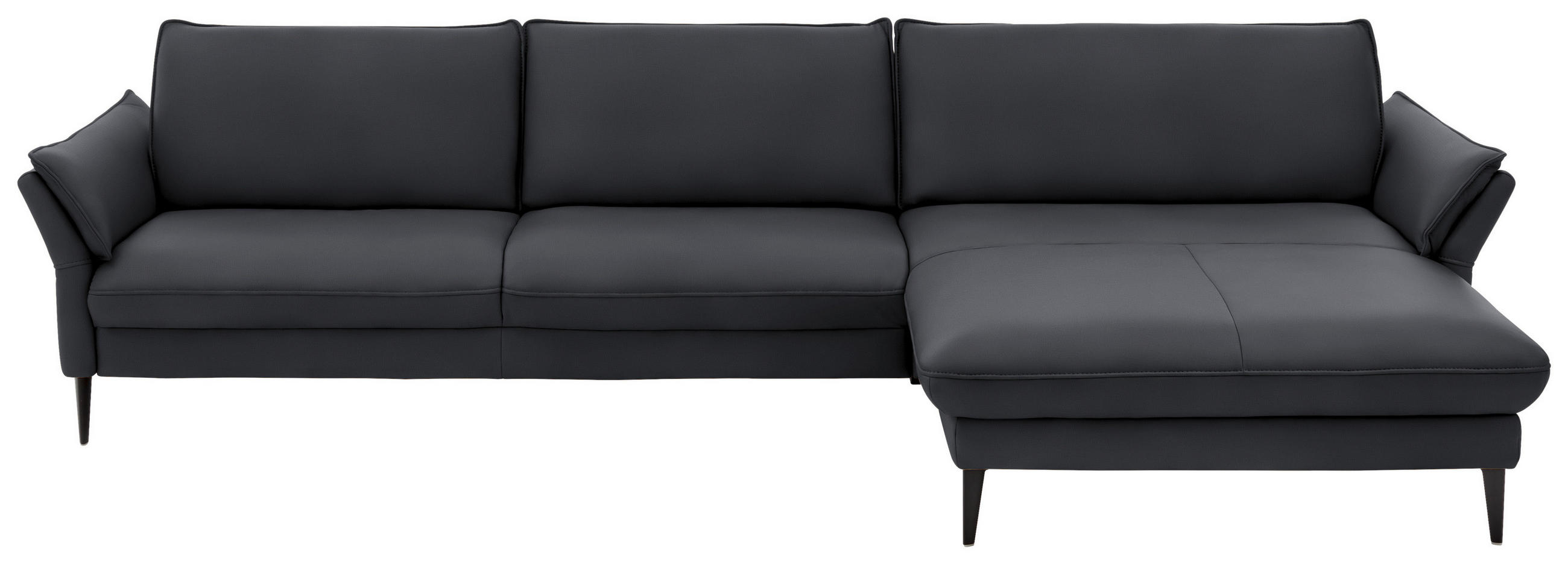 ECKSOFA in Echtleder Anthrazit  - Anthrazit/Schwarz, Design, Leder/Metall (334/172cm) - Hukla