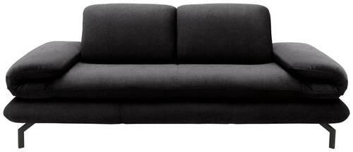 2-SITZER-SOFA Webstoff Anthrazit  - Anthrazit/Silberfarben, Design, Textil/Metall (204/83/98cm) - LOOKS by W.Joop
