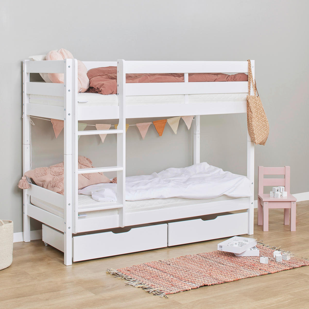 ETAGENBETT - Naturfarben/Weiß, MODERN, Holz (70/160cm) - MID.YOU