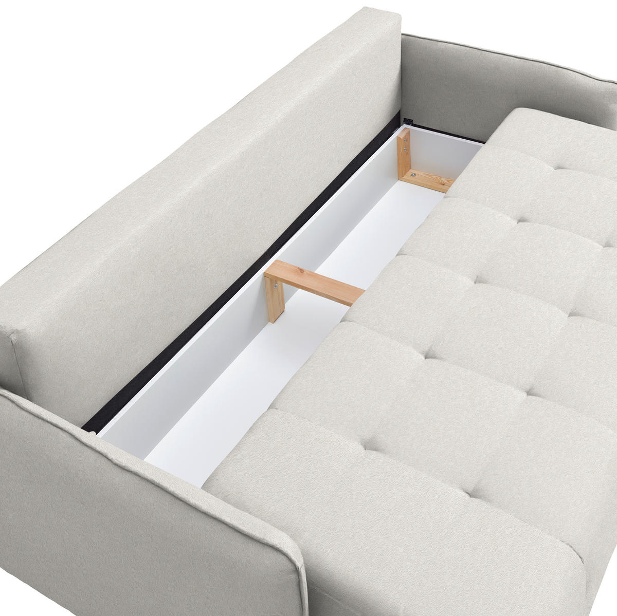 SCHLAFSOFA  in Chenille Creme  - Buchefarben/Creme, Design, Holz/Textil (217/97/101cm) - Carryhome