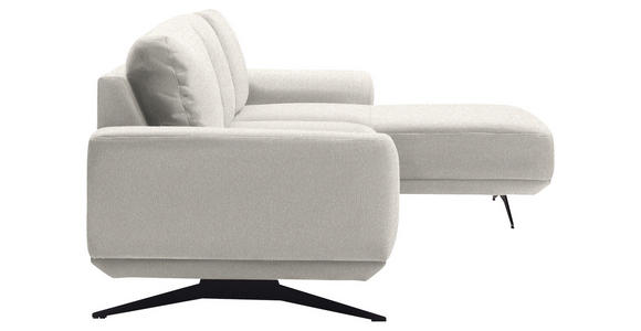 ECKSOFA in Webstoff Creme  - Creme/Schwarz, Design, Textil/Metall (320/172cm) - Valnatura